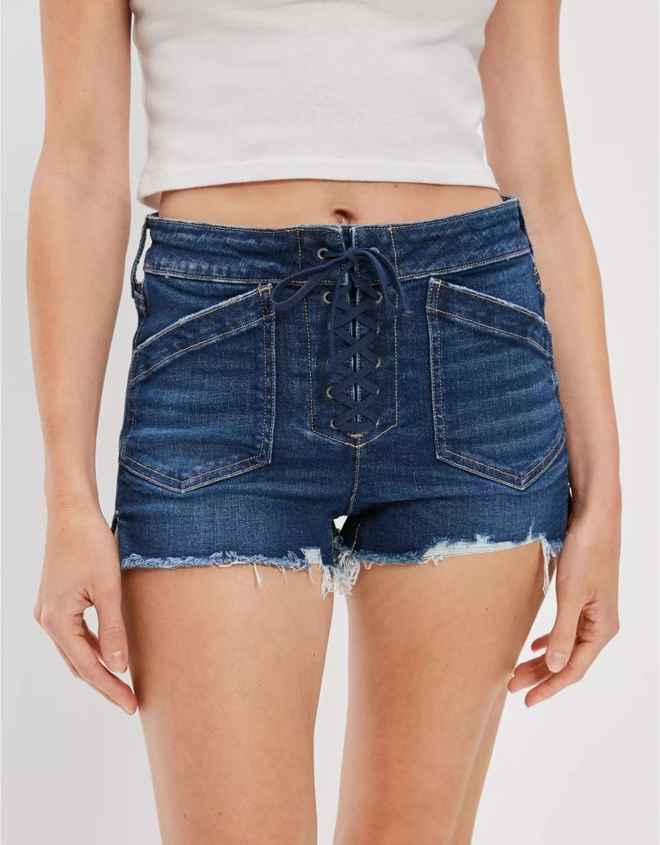 American Eagle AE Stretch High-Waisted Denim GolfShorts Damen Dunkelindigo | RNXYE4739