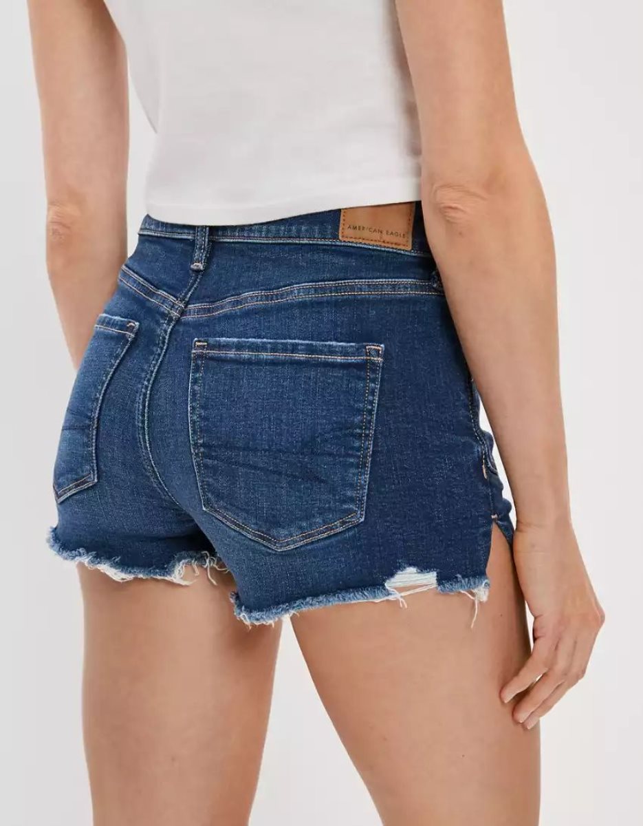 American Eagle AE Stretch High-Waisted Denim GolfShorts Damen Dunkelindigo | RNXYE4739