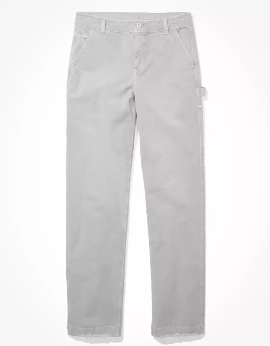 American Eagle AE Stretch High-Waisted Gerade Leg Carpenter Pant Jeans Damen Grau | ANZSU1890