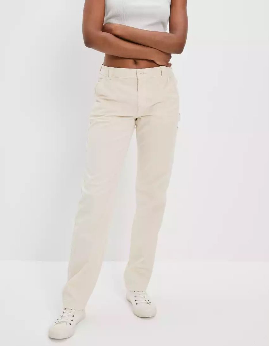 American Eagle AE Stretch High-Waisted Gerade Leg Carpenter Pant Jeans Damen Weiß | YOMTS0629