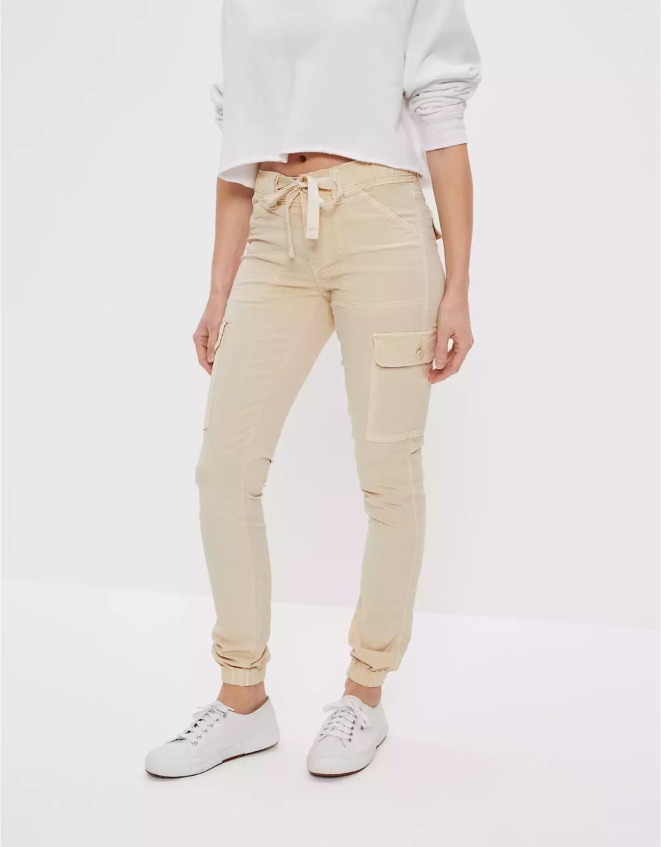 American Eagle AE Stretch High-Waisted Jegging Jogger Hose Damen Khaki | IXEGV8247