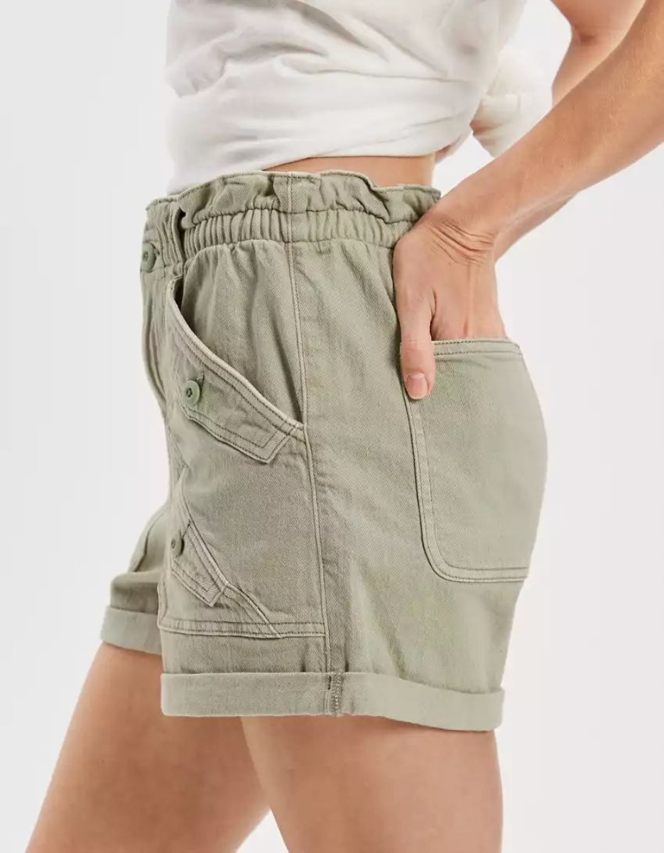 American Eagle AE Stretch Highest Taille Baggy Utility GolfShorts Damen Olivgrün | PUFIM7084