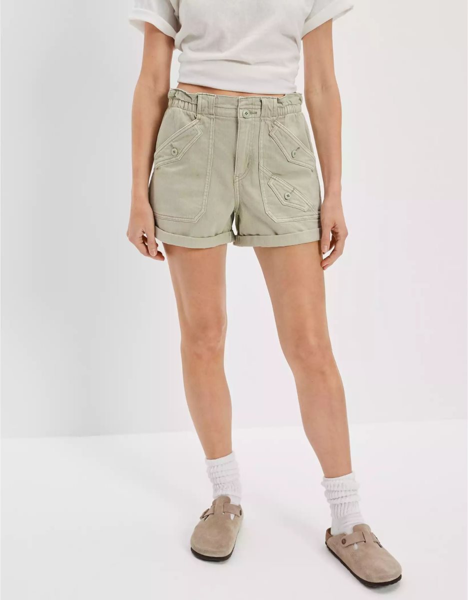 American Eagle AE Stretch Highest Taille Baggy Utility GolfShorts Damen Olivgrün | PUFIM7084