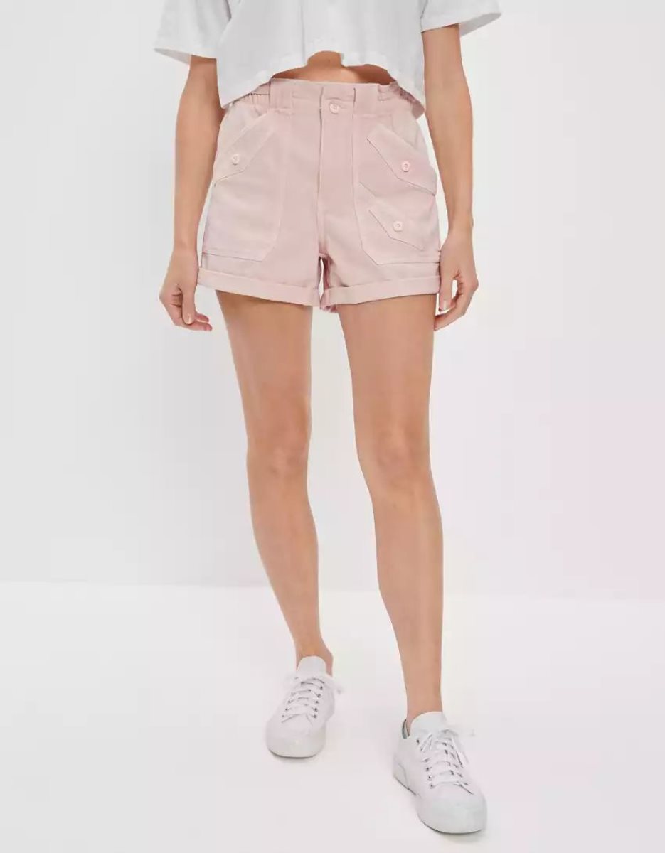 American Eagle AE Stretch Highest Taille Baggy Utility GolfShorts Damen Rosa | RCEGX9435