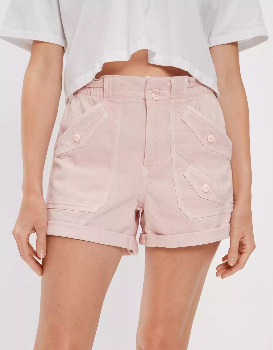 American Eagle AE Stretch Highest Taille Baggy Utility GolfShorts Damen Rosa | RCEGX9435