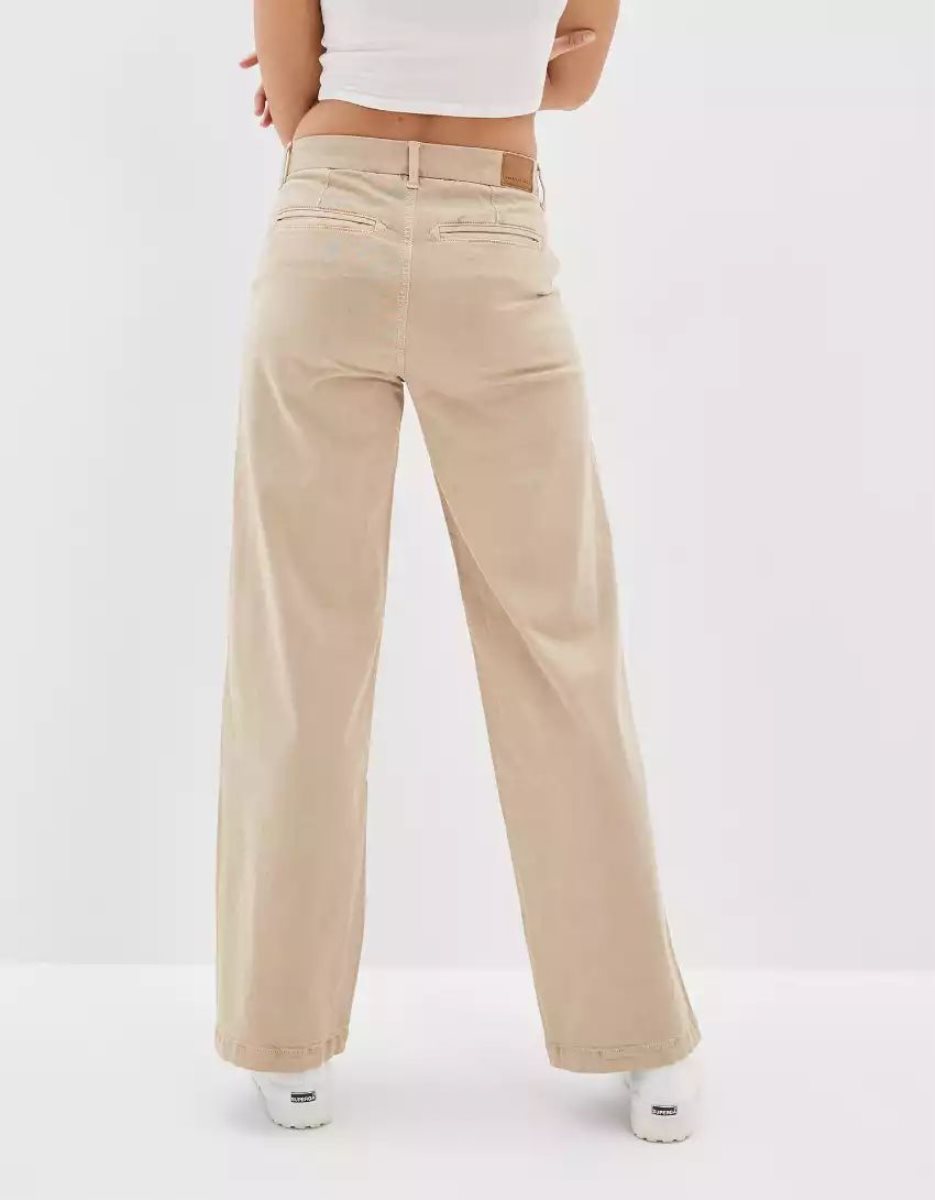 American Eagle AE Stretch Low-Rise Baggy Weite-Leg Pant Jeans Damen Khaki | CNXYR3752