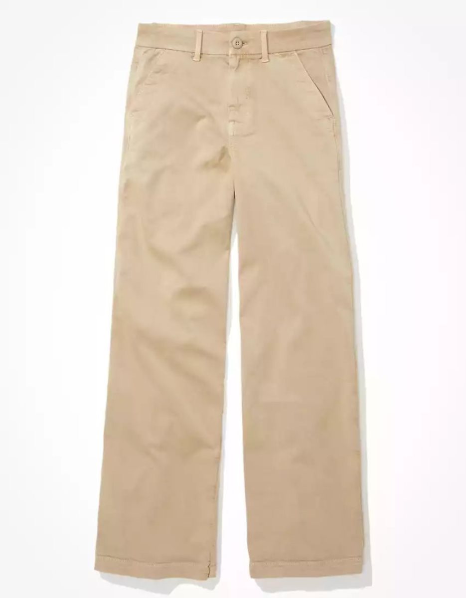 American Eagle AE Stretch Low-Rise Baggy Weite-Leg Pant Jeans Damen Khaki | CNXYR3752