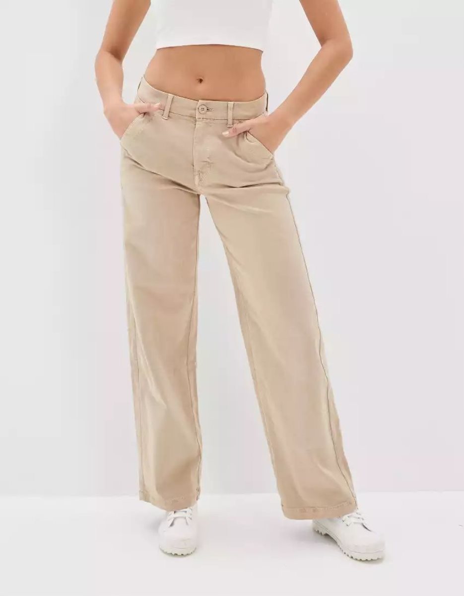 American Eagle AE Stretch Low-Rise Baggy Weite-Leg Pant Jeans Damen Khaki | CNXYR3752