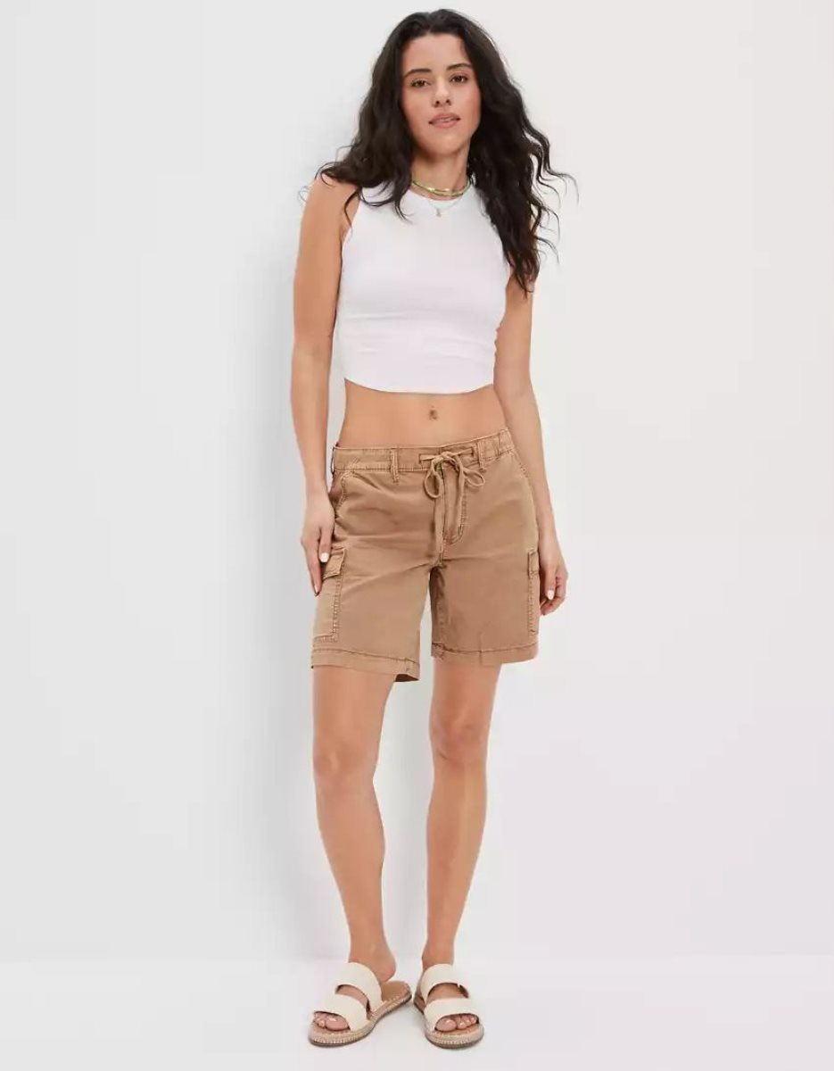 American Eagle AE Stretch Low-Rise Baggy Cargo GolfShorts Damen Braun | IAERU5684