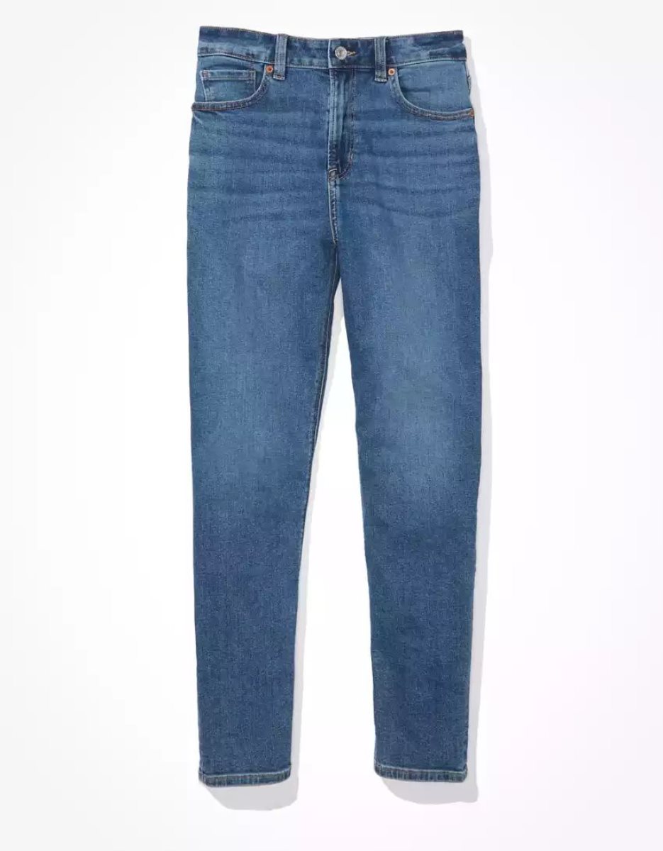 American Eagle AE Stretch Mom Jeans Damen Blau | WFLBC2957