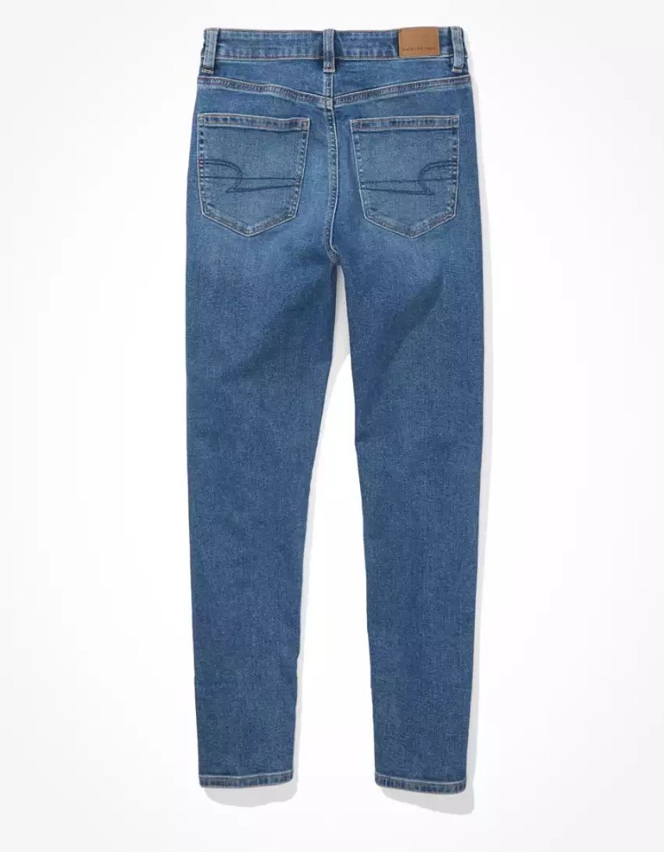 American Eagle AE Stretch Mom Jeans Damen Blau | WFLBC2957