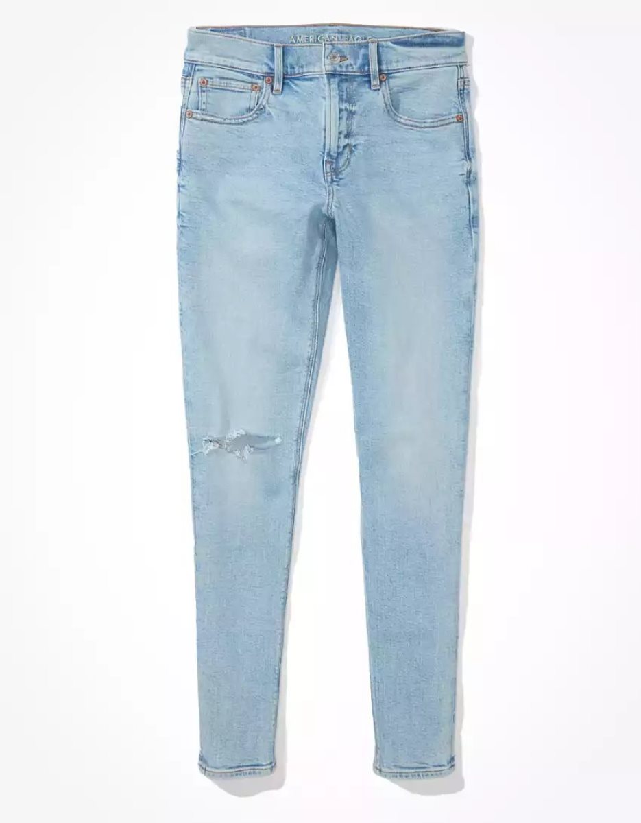 American Eagle AE Stretch Ripped '90s Schlank Jeans Damen Blau | VKQNJ4157