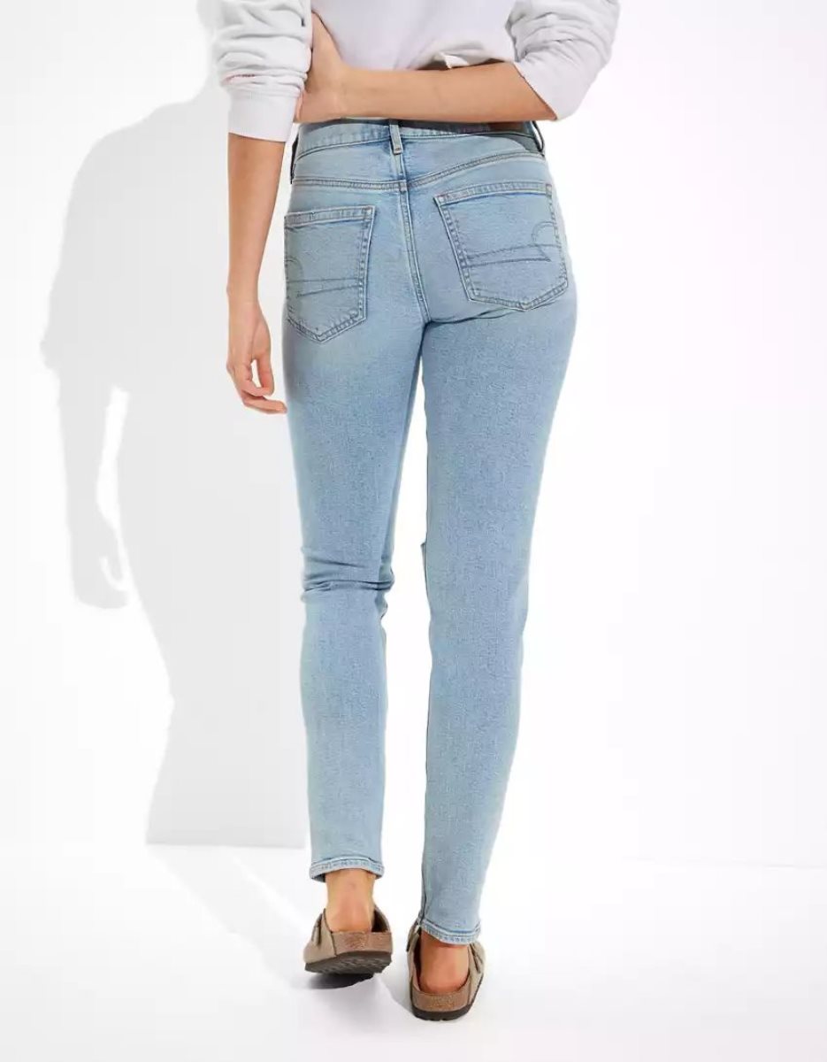 American Eagle AE Stretch Ripped \'90s Schlank Jeans Damen Blau | VKQNJ4157