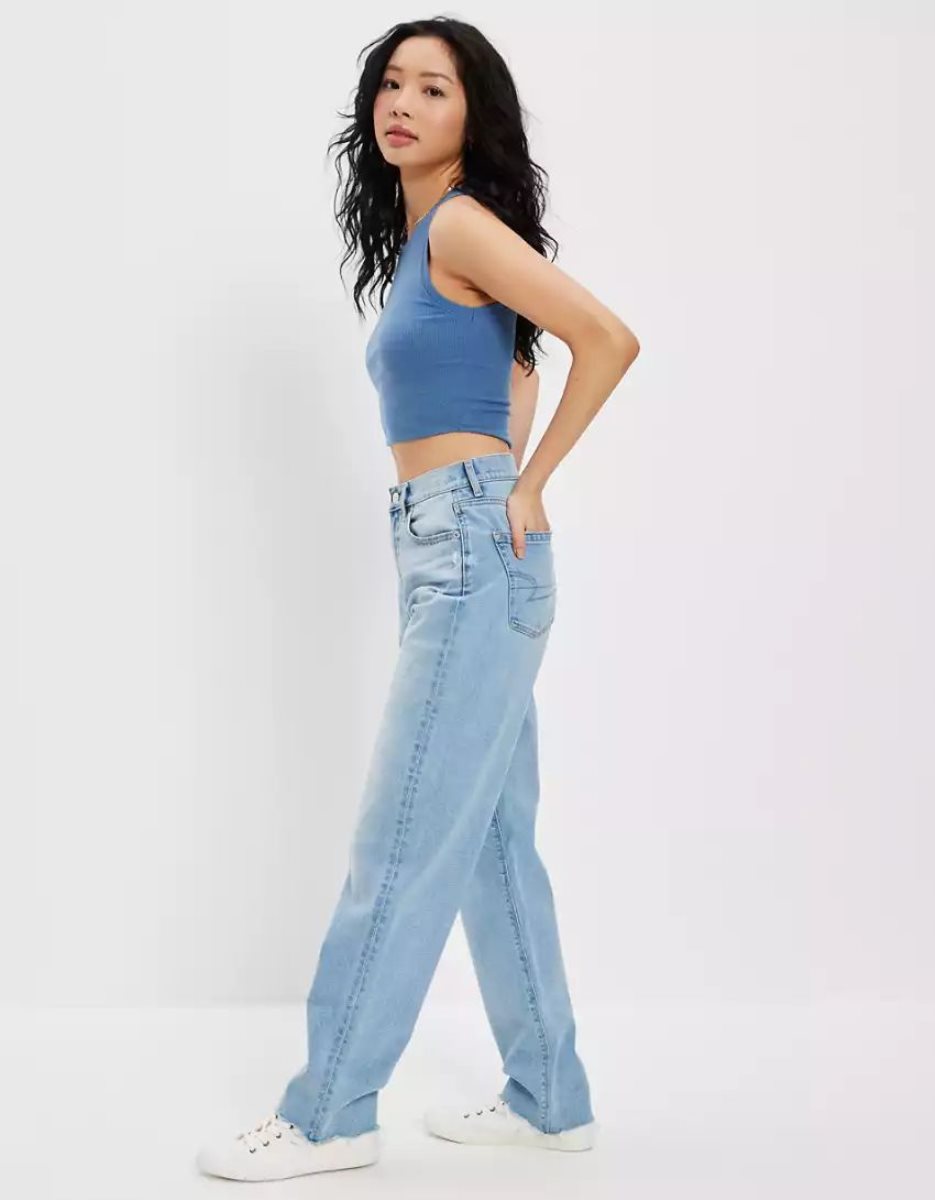 American Eagle AE Stretch Ripped Highest Taille Baggy Gerade Jeans Damen Mehrfarbig | JNDBY5047