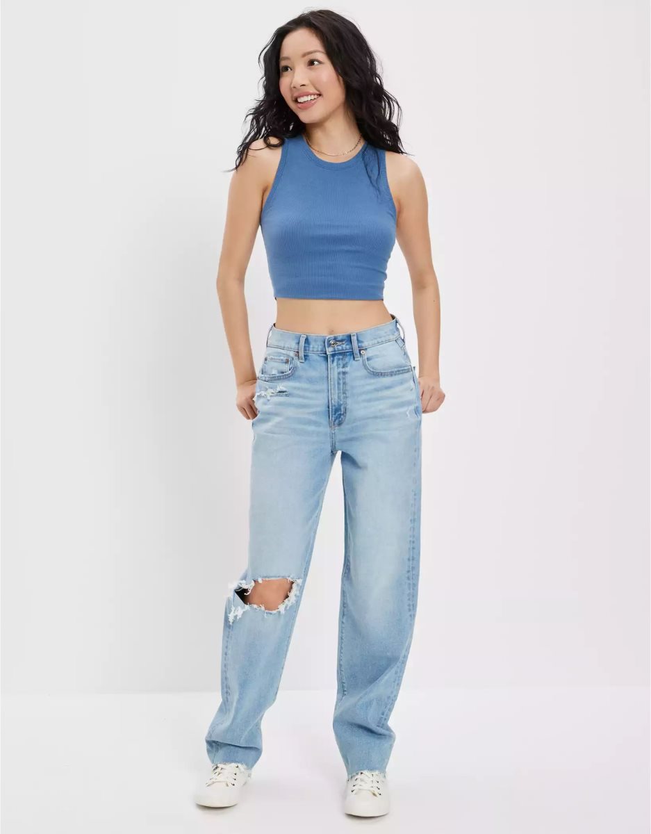 American Eagle AE Stretch Ripped Highest Taille Baggy Gerade Jeans Damen Mehrfarbig | JNDBY5047