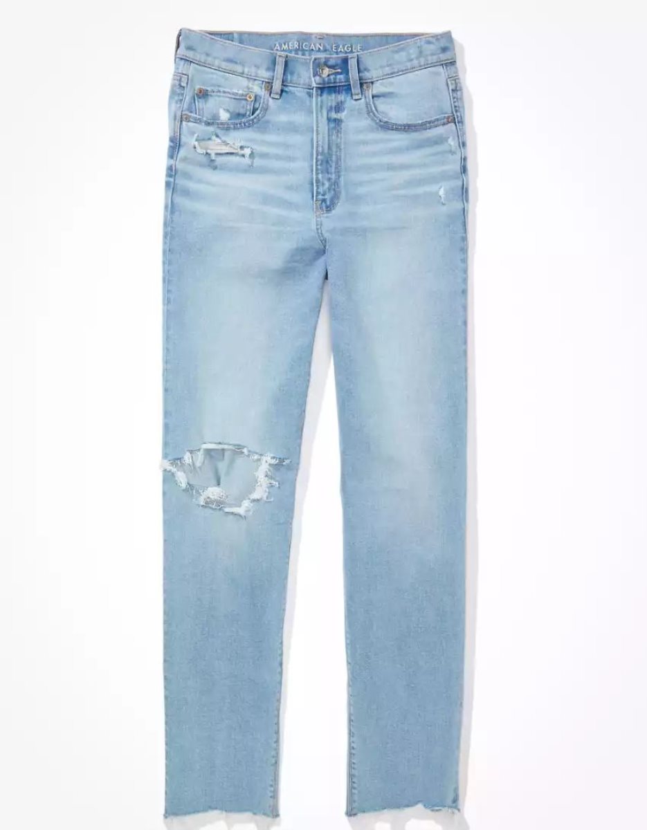 American Eagle AE Stretch Ripped Highest Taille Baggy Gerade Jeans Damen Mehrfarbig | JNDBY5047