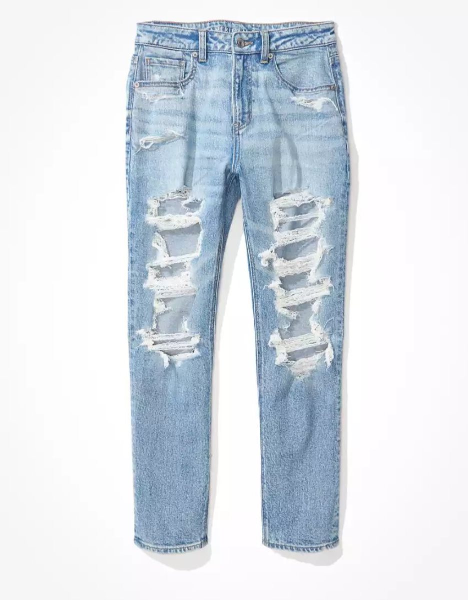 American Eagle AE Stretch Ripped Mom Jeans Damen Mehrfarbig | QXUJM2091