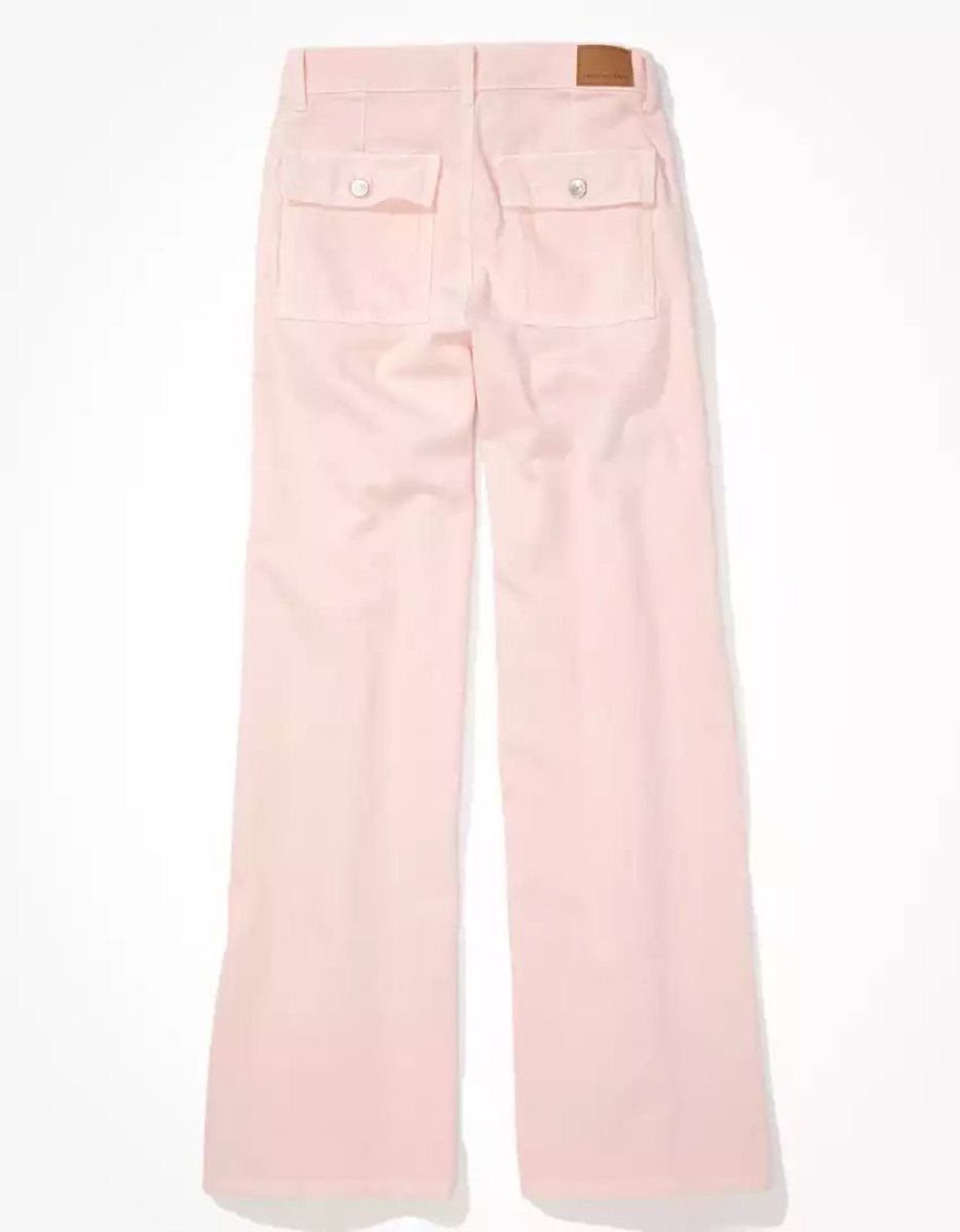 American Eagle AE Stretch Super High-Waisted Baggy Weite-Leg Pant Jeans Damen Rosa | BEIQS4790