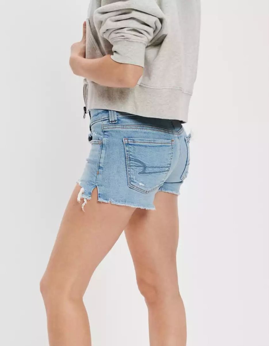 American Eagle AE Stretch Super Low-Rise Denim GolfShorts Damen Hellwaschen | VISEN9427