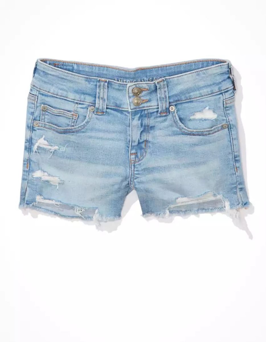 American Eagle AE Stretch Super Low-Rise Denim GolfShorts Damen Hellwaschen | VISEN9427