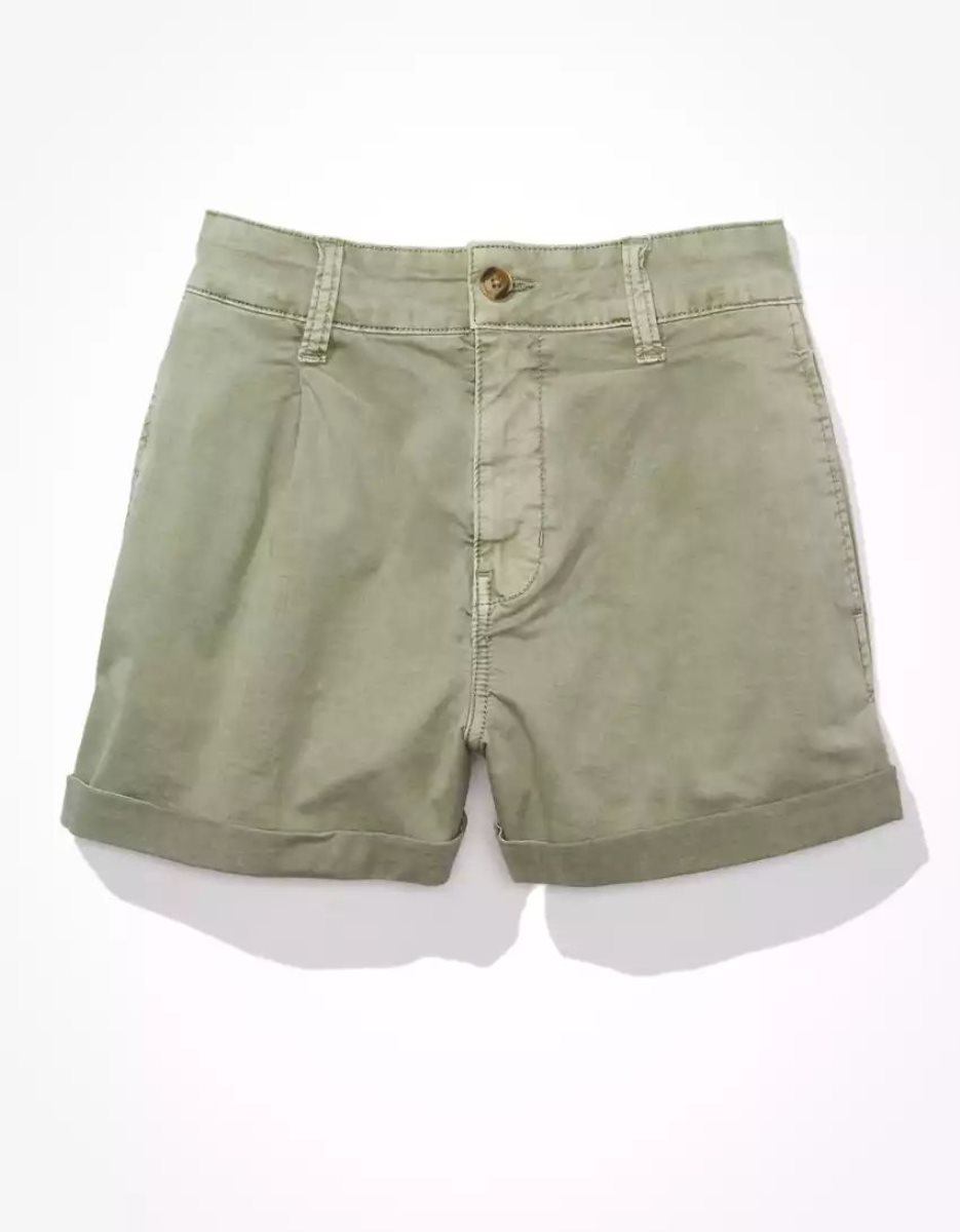 American Eagle AE Stretch Twill Highest Taille Baggy Midi GolfShorts Damen Olivgrün | HSKRA5638