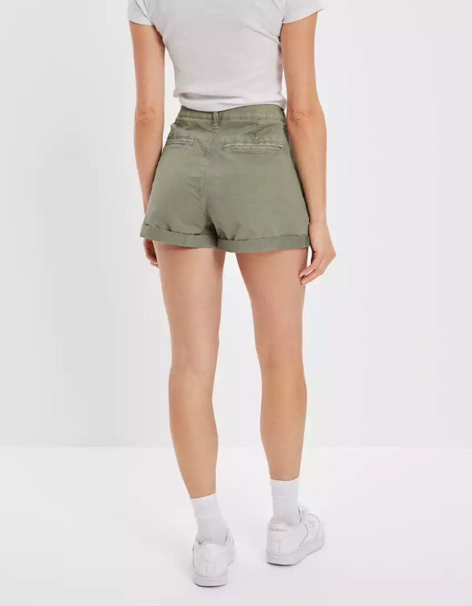 American Eagle AE Stretch Twill Highest Taille Baggy Midi GolfShorts Damen Olivgrün | HSKRA5638