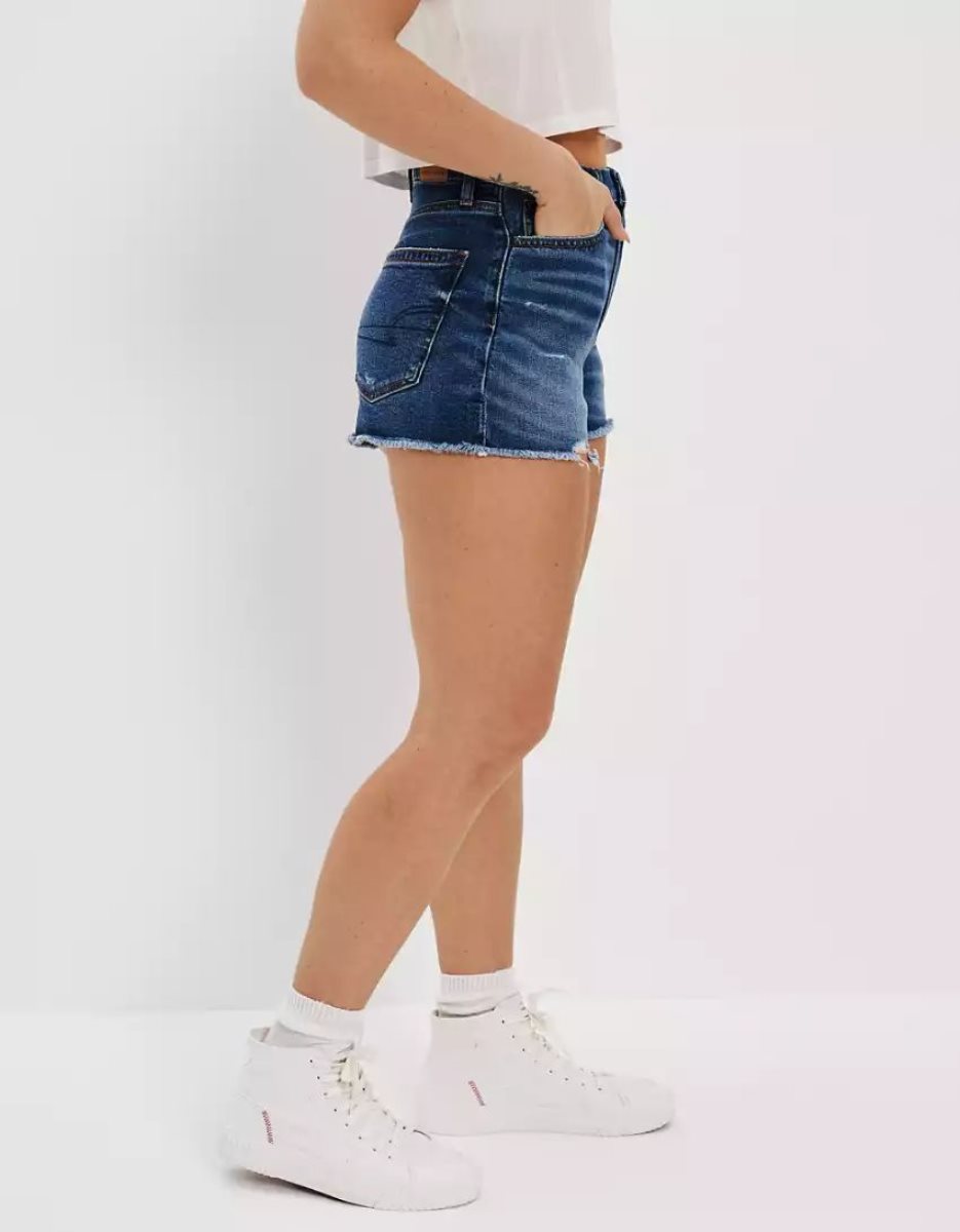 American Eagle AE Strigid Denim Curvy Highest Taille '90s Boyfriend GolfShorts Damen Dunkelindigo Waschen | ESUDQ8476