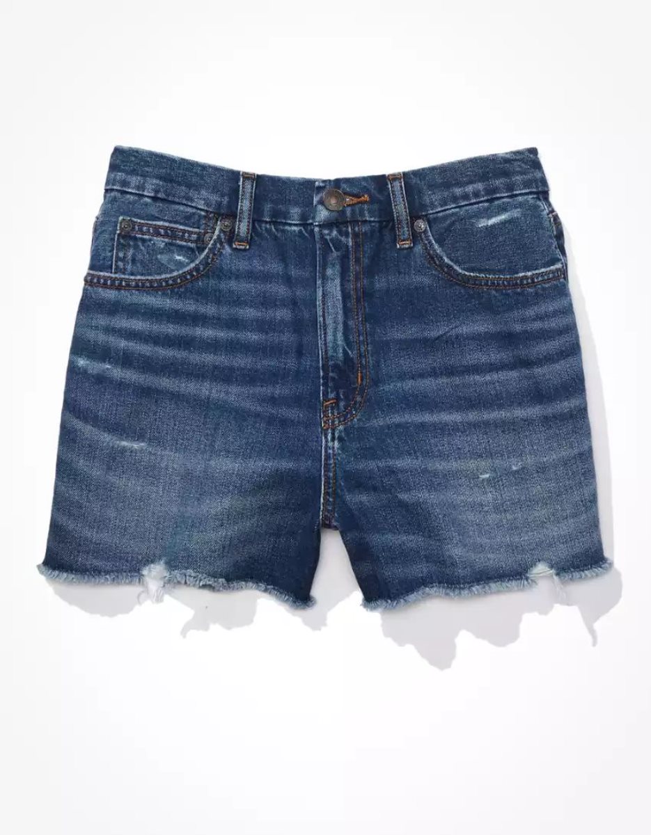 American Eagle AE Strigid Denim Curvy Highest Taille '90s Boyfriend GolfShorts Damen Dunkelindigo Waschen | ESUDQ8476