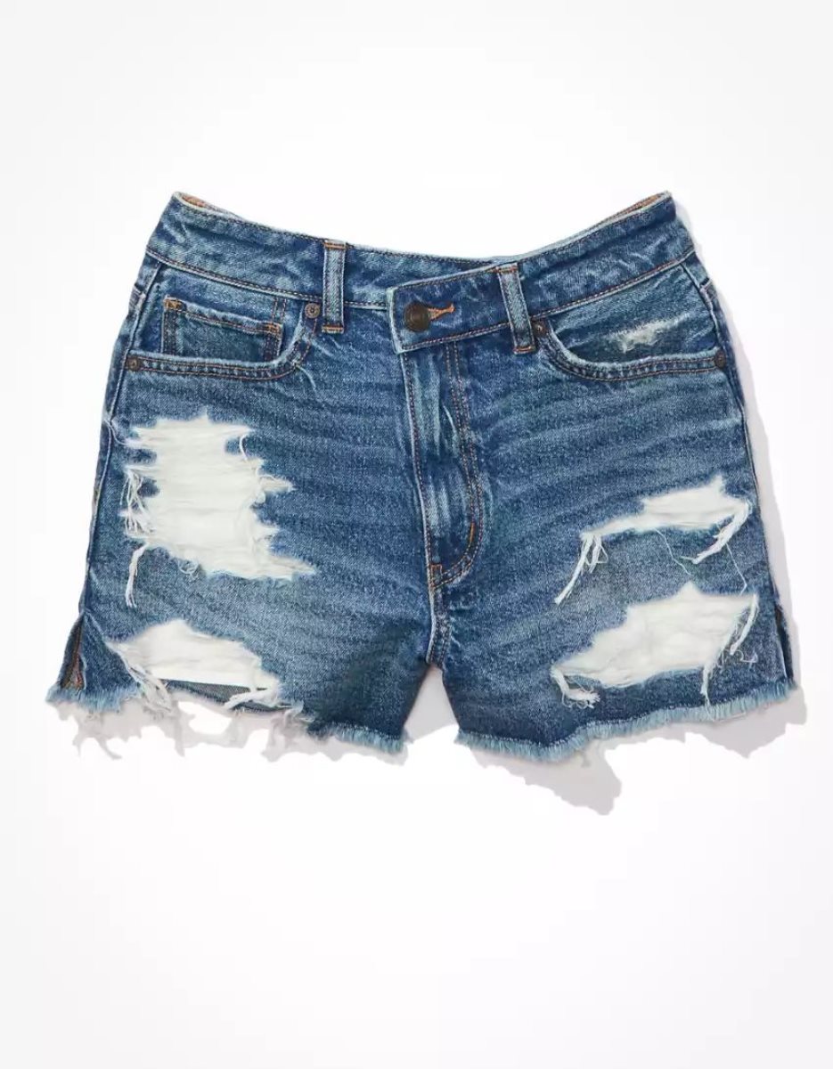 American Eagle AE Strigid Denim Mom GolfShorts Damen Indigo | RDPIF3947