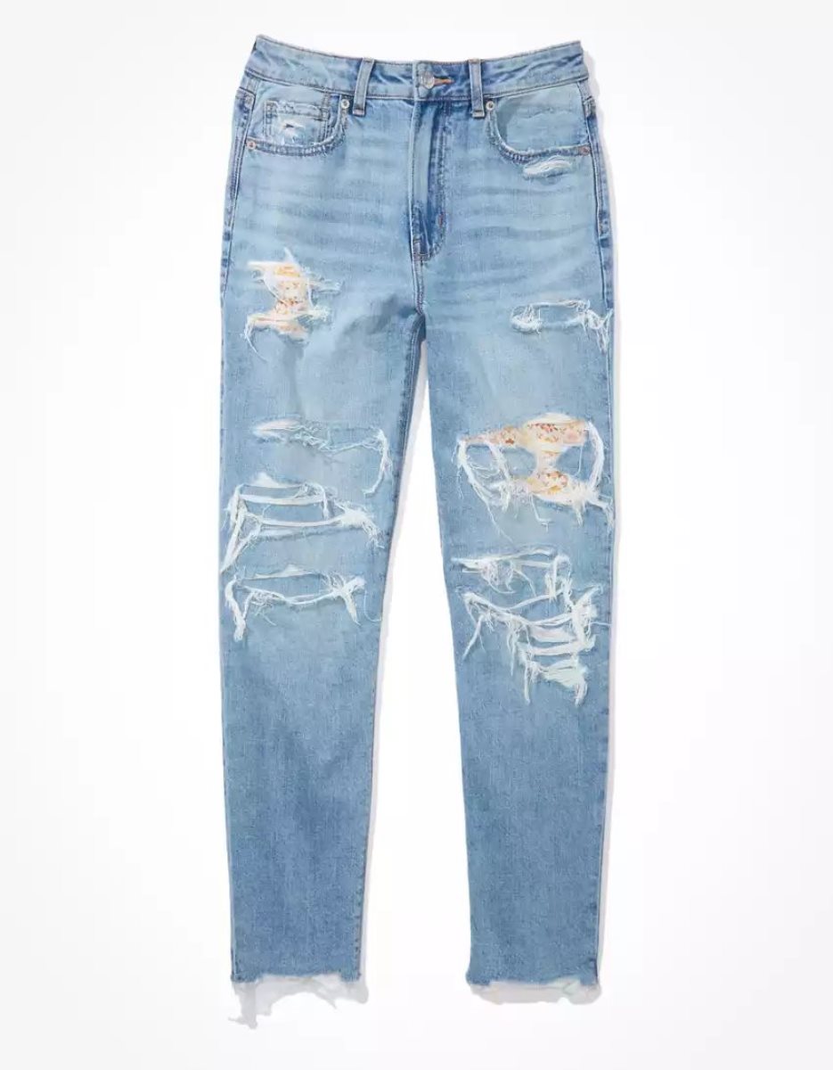 American Eagle AE Strigid Mom Gerade Jeans Damen Indigo | EXIRK2769