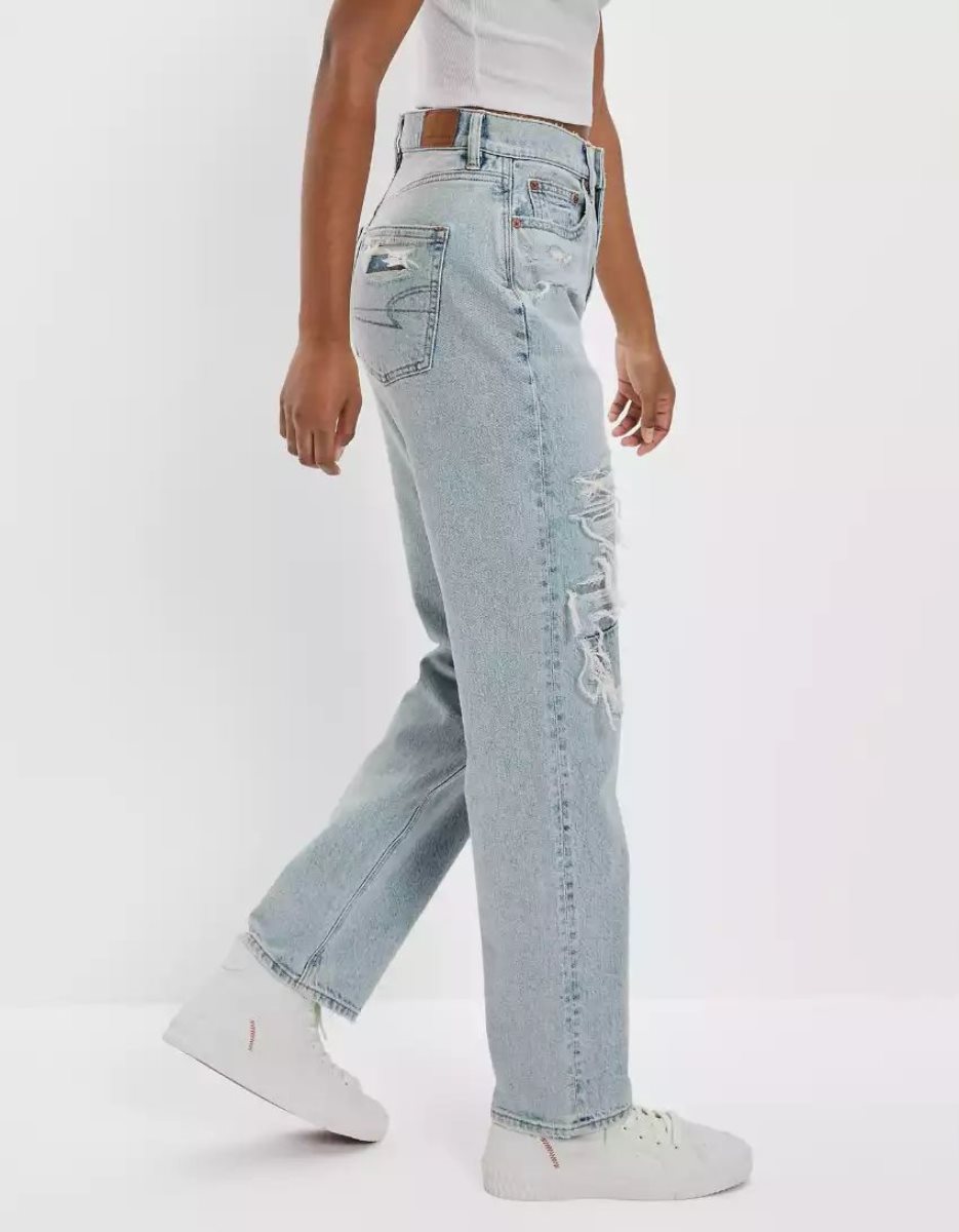 American Eagle AE Strigid Patched Highest Taille '90s Boyfriend Jeans Damen Indigo | GXVUO2197