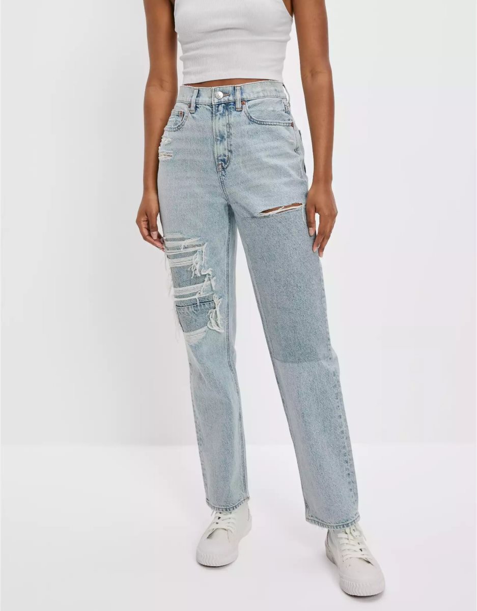 American Eagle AE Strigid Patched Highest Taille '90s Boyfriend Jeans Damen Indigo | GXVUO2197