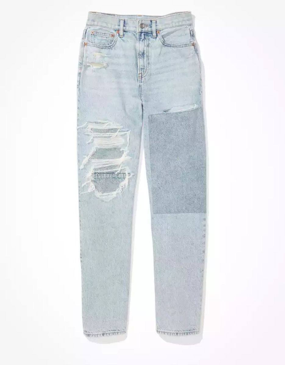 American Eagle AE Strigid Patched Highest Taille '90s Boyfriend Jeans Damen Indigo | GXVUO2197