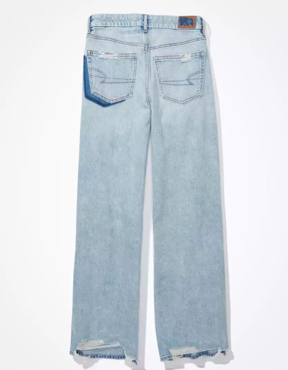 American Eagle AE Strigid Ripped Curvy Super High-Waisted Baggy Weite-Leg Jeans Damen Mehrfarbig | EOGRU4785