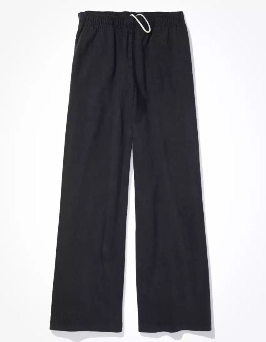 American Eagle AE Sun Set Super High-Waisted Baggy Weite-Leg Knit Pant Jogginghose Damen Schwarz | TCHLW3582