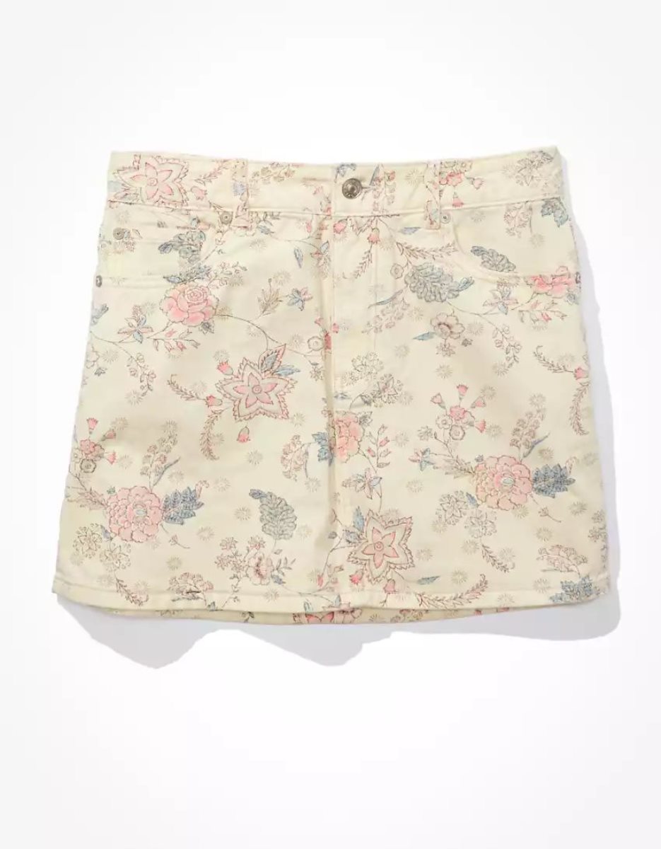 American Eagle AE Super High-Waisted Floral Mini GolfSkirts Damen Weiß | ZRYQH3510