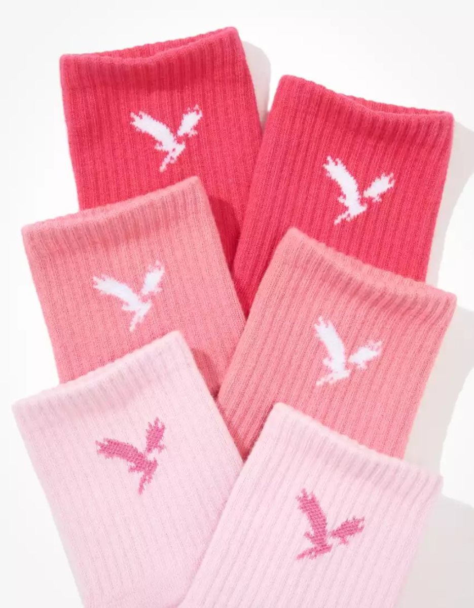 American Eagle AE Tonal Boyfriend Sock 3-Pack Socken Damen Rosa | JQIPO3259