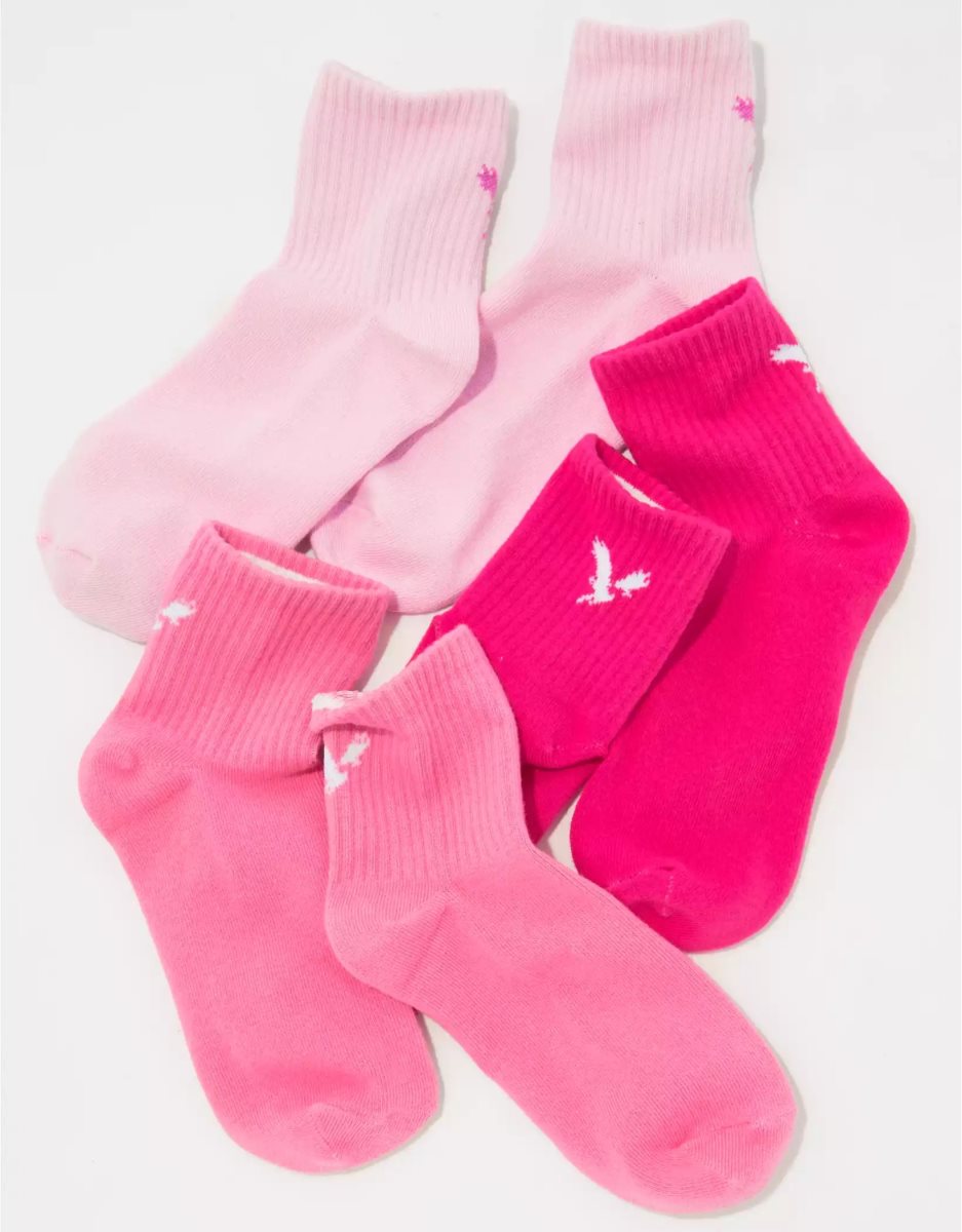 American Eagle AE Tonal Boyfriend Sock 3-Pack Socken Damen Rosa | JQIPO3259