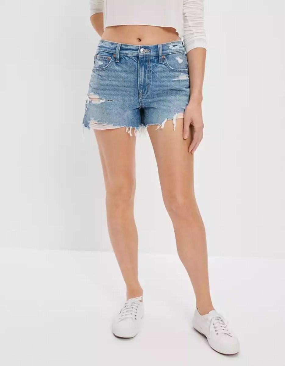 American Eagle AE x Outer Banks Denim Highest Taille '90s Boyfriend GolfShorts Damen Indigo | LWNYB4187