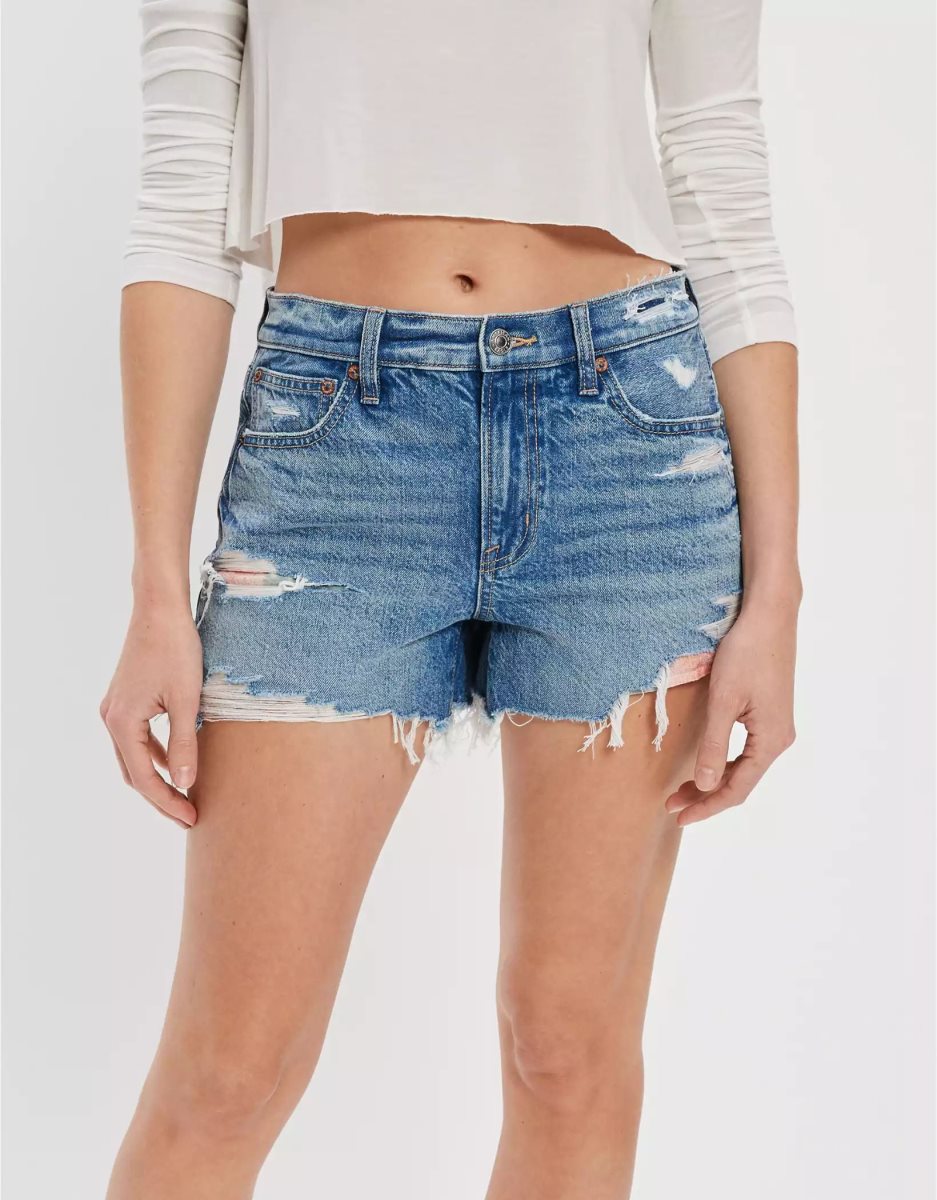 American Eagle AE x Outer Banks Denim Highest Taille '90s Boyfriend GolfShorts Damen Indigo | LWNYB4187