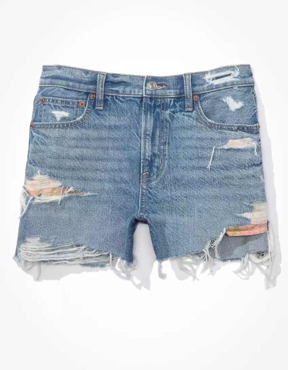 American Eagle AE x Outer Banks Denim Highest Taille '90s Boyfriend GolfShorts Damen Indigo | LWNYB4187